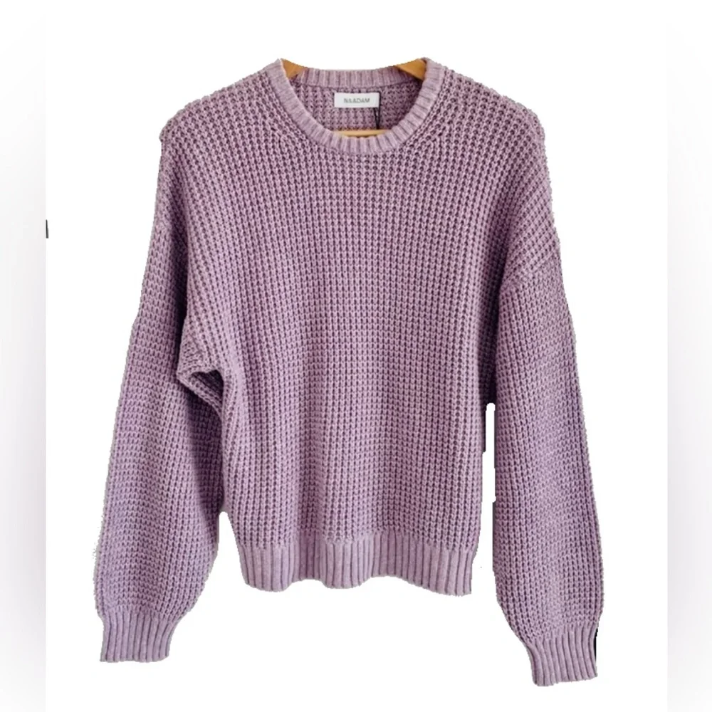 NWT NAADAM Oversized Waffle Crewneck Sweater - Picture 1 of 6